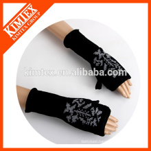 Client's logo cheap colorful knit acrylic finger half gloves